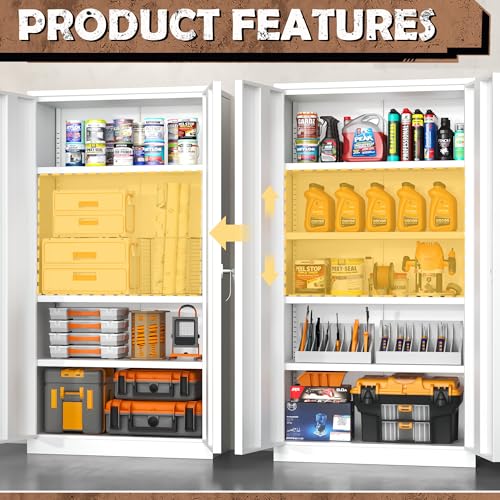 Metal Storage Cabinet with Wheels, 4 Shelves, Black R529