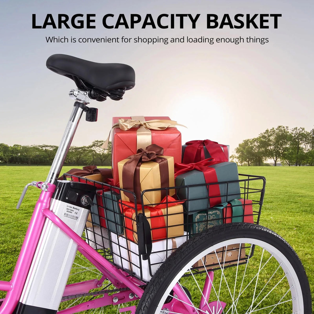 Electric Tricycle 7 Speeds 36V 10Ah Large Basket L89433