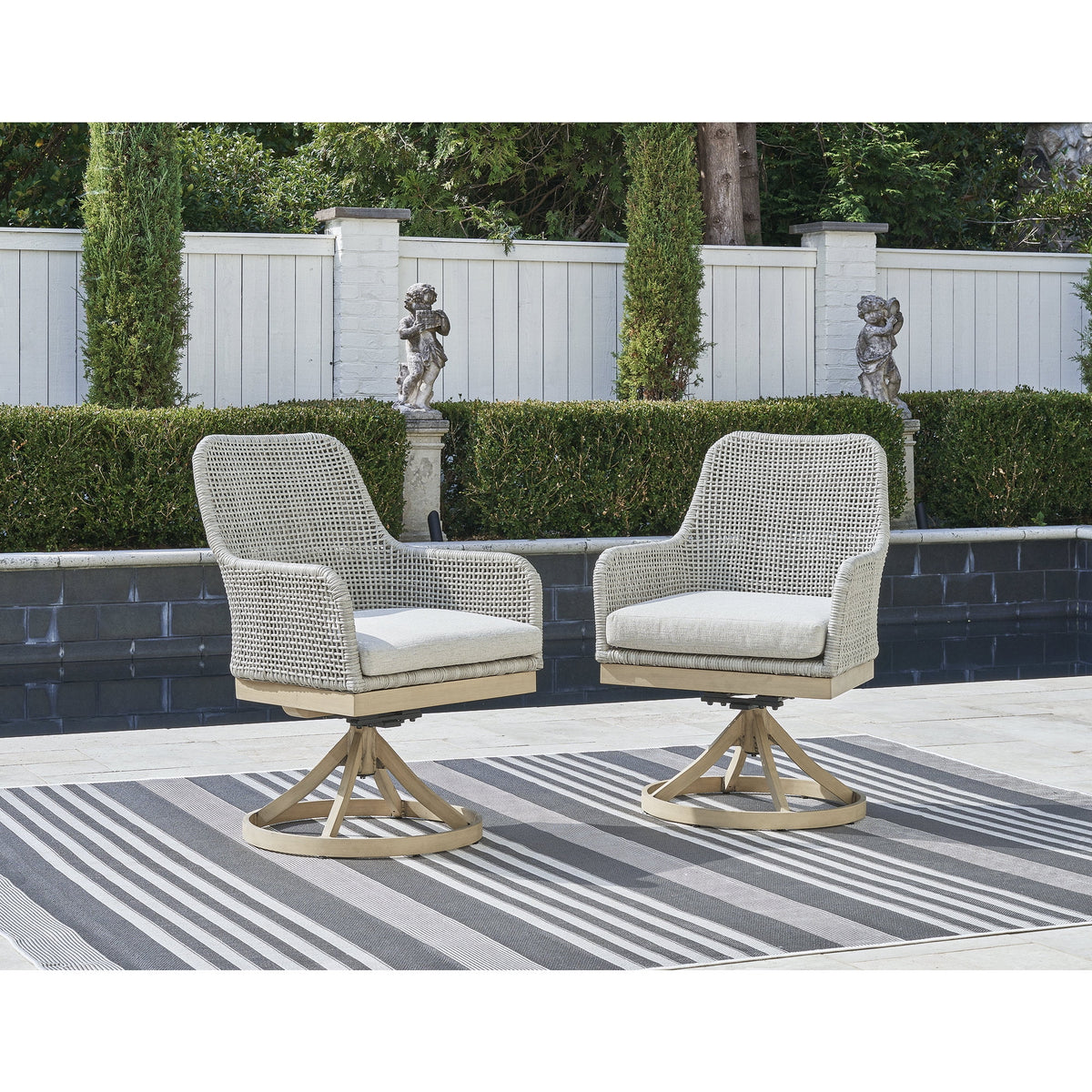 Gray Outdoor Swivel Dining Chair, Set of 2 X565