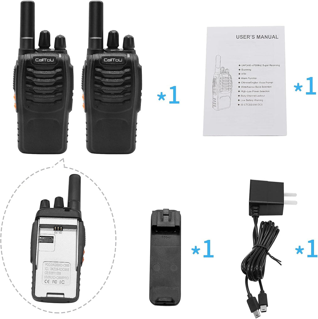Wireless Intercom System 16 Channels Rechargeable Walkie Talkie M8257