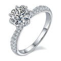 1 Carat Round Cut Moissanite Engagement Ring In 18K White Gold Plating Over Silver X96176