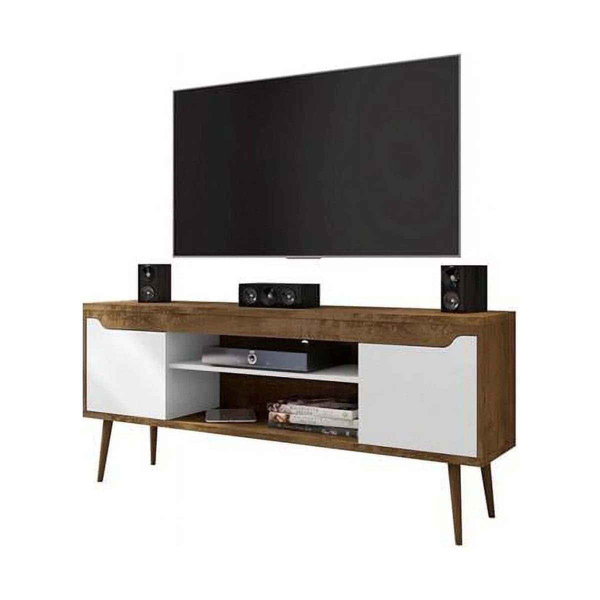 Rustic Brown & White TV Stand E526