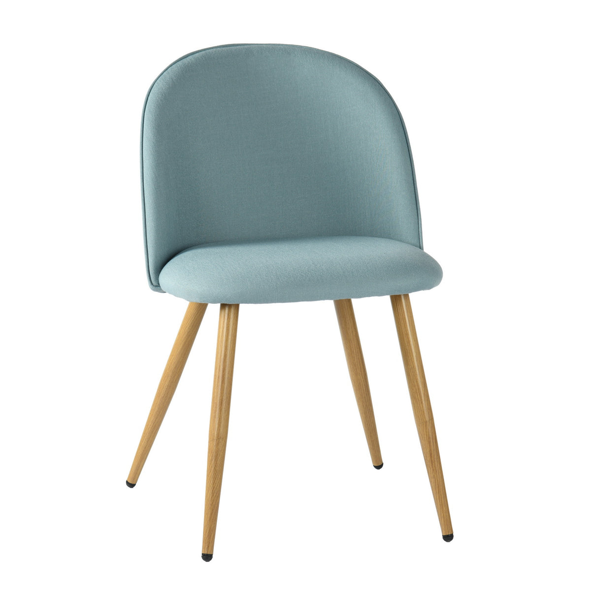 Fabric Upholstered Dining Chairs Set of 2 with Backrest Metal Legs, Power Blue E4368