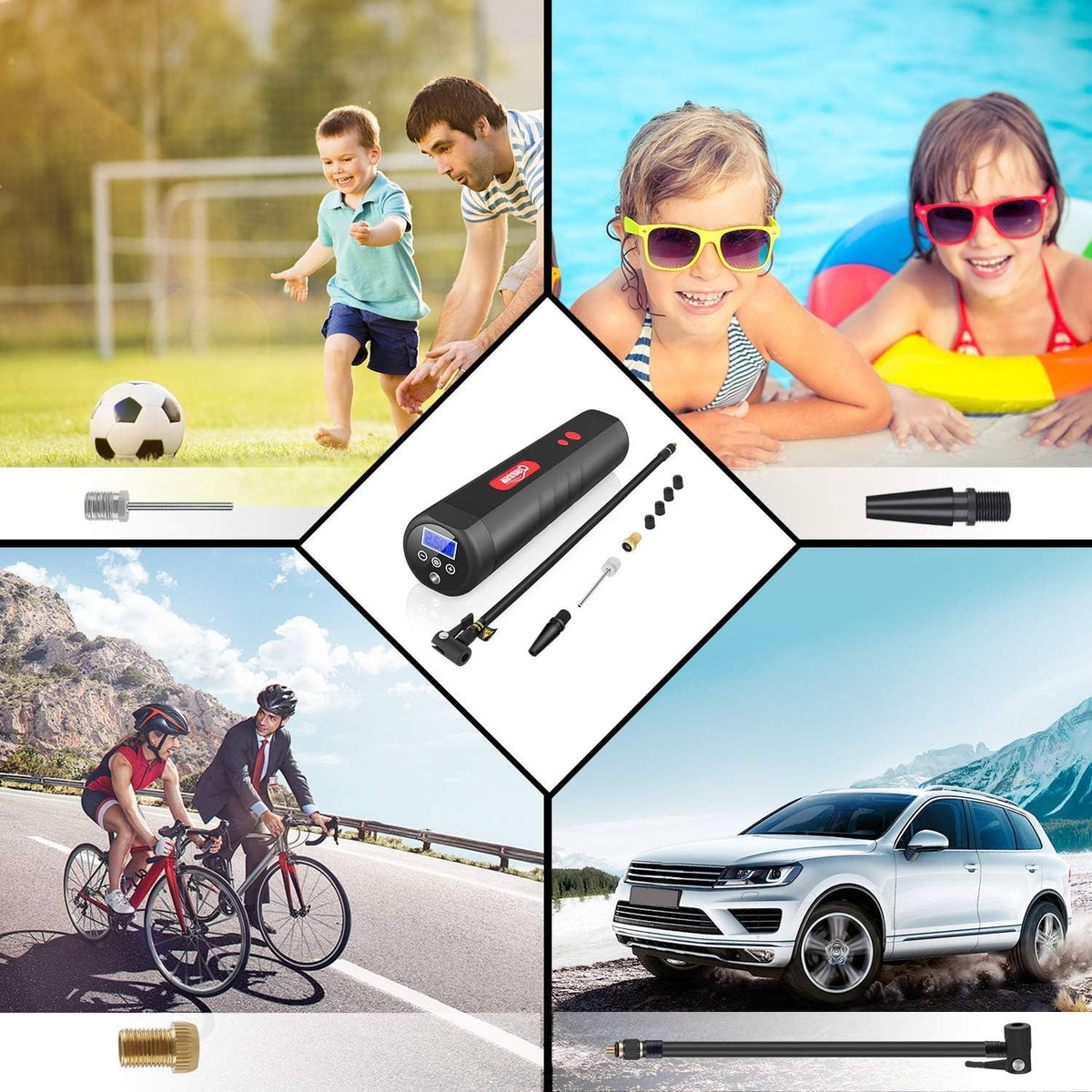 Portable Mini Air Inflator Tire Pump with Digital LCD U206773