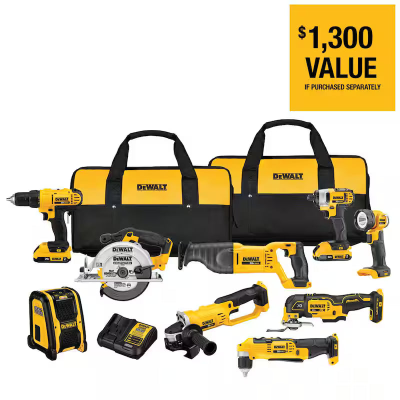 20V MAX Cordless 9 Tool Combo Kit with 2.0Ah Batteries and Charger O4062