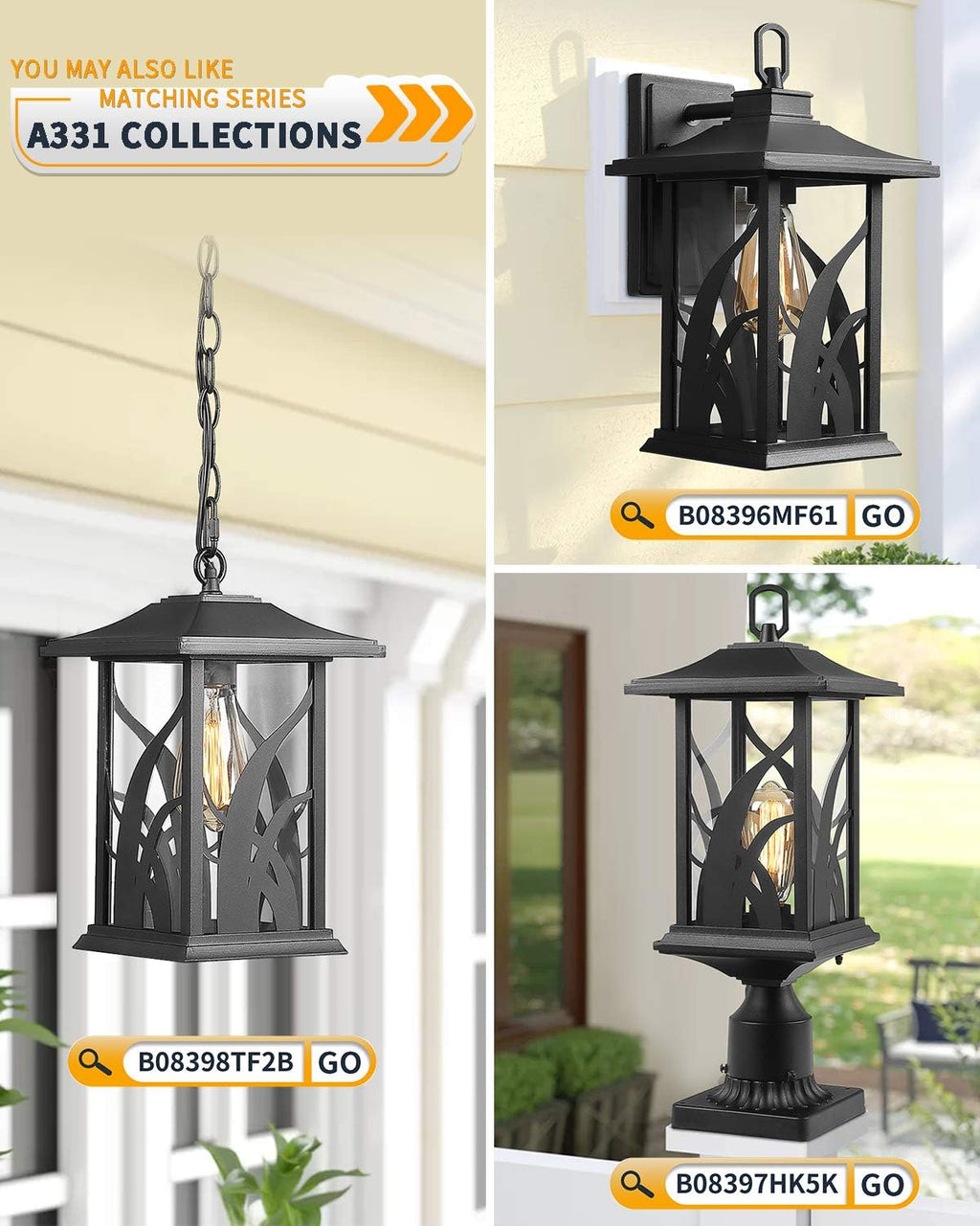 Sand Textured Black Cast Aluminum Outdoor Post Lights with Clear Glass Z193830