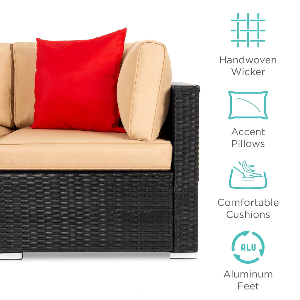 7 Piece Gray Wicker Sectional Set U9438