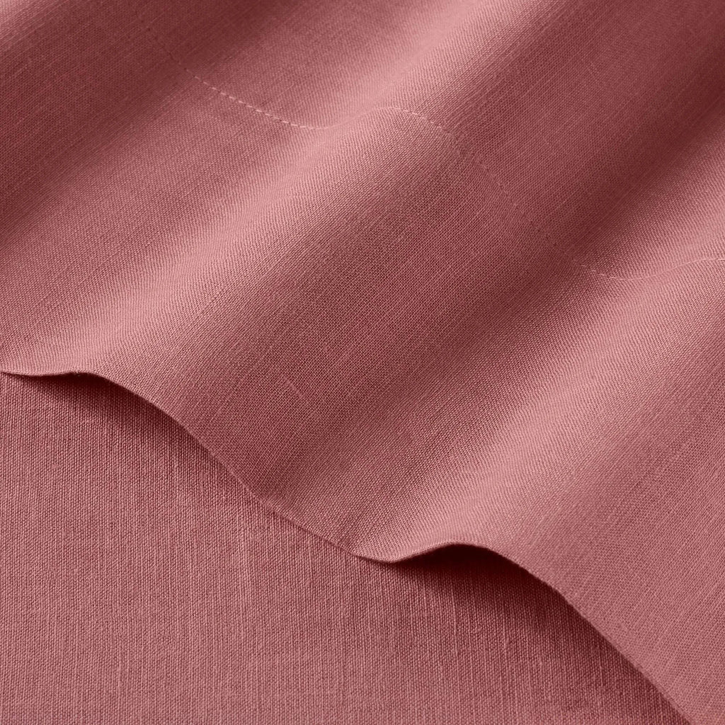 California King 100% Washed Linen Solid Sheet Set Rose U728777