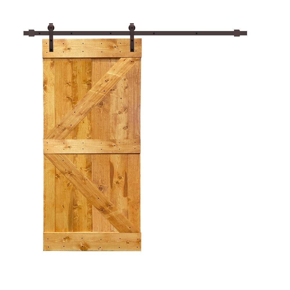 Light Cream Stained Pine Wood Interior Sliding Barn Door with Hardware Kit Y24856