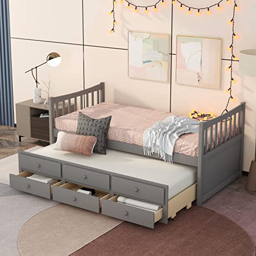 White Full Size Wood Storage Bed with Bookcase Headboard and Trundle C21809