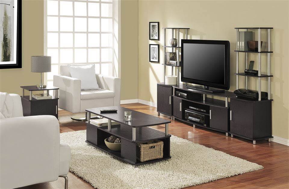 Espresso/Silver End Table with Storage A555