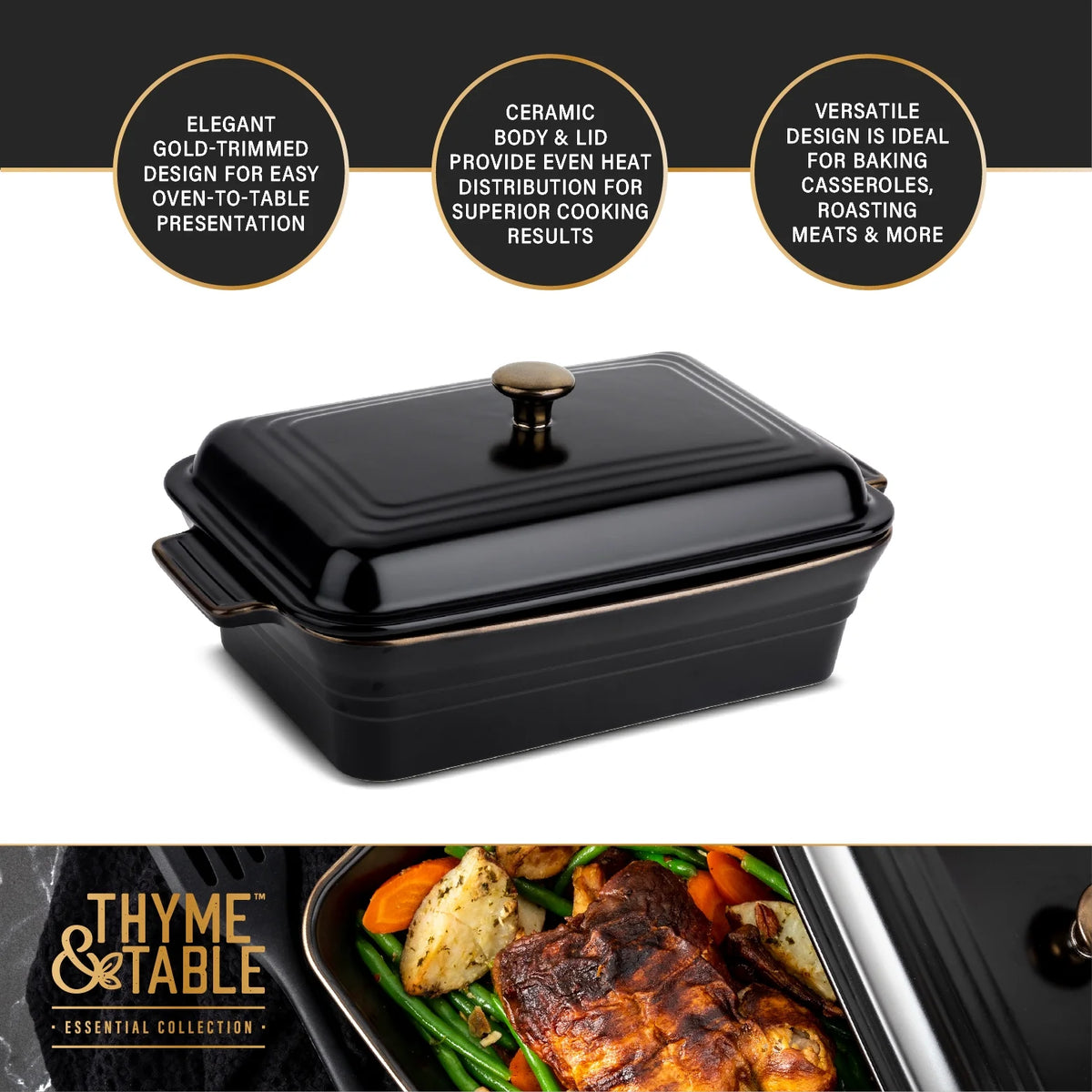 Onyx Stoneware Covered Baking Dish W58541