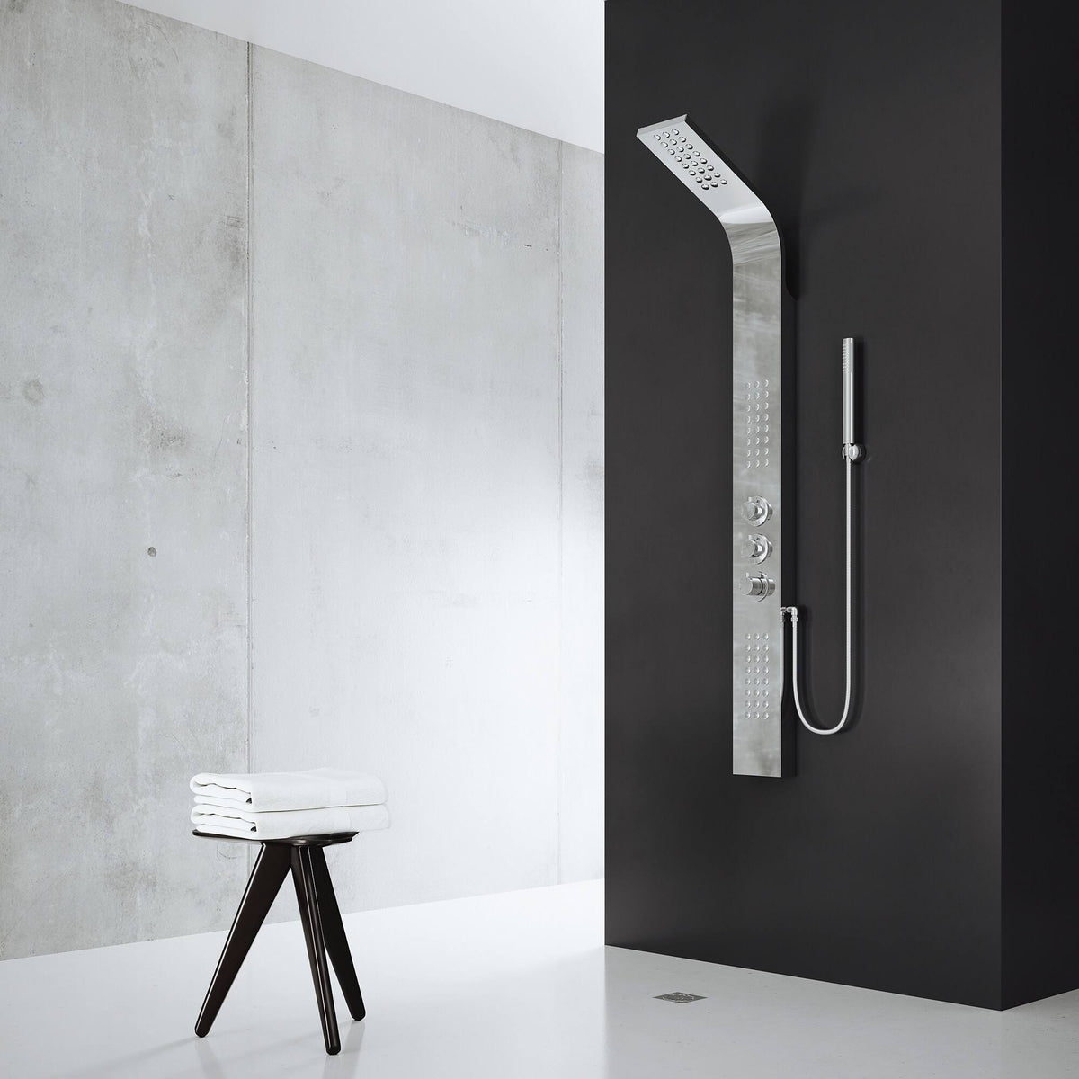 Chrome Shower Panel with Rain Head Massage System W25964