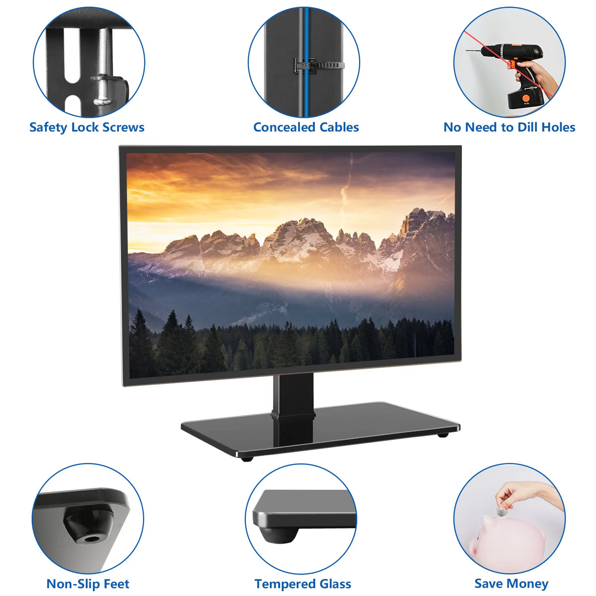 Black Swivel Table Top TV Stand up to 85 inch F452506