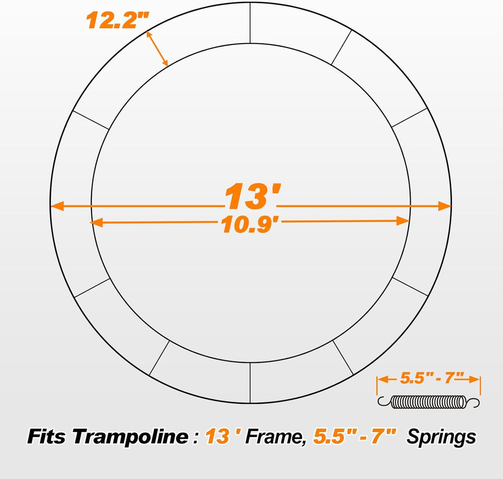 Trampoline Pad With Opening, 0.8" Thick Foam, Replacement Safety Spring Cover, Extra Storage Bag K22025