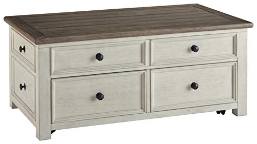 Antique Cream Brown Lift Top Coffee Table with Drawers U321095