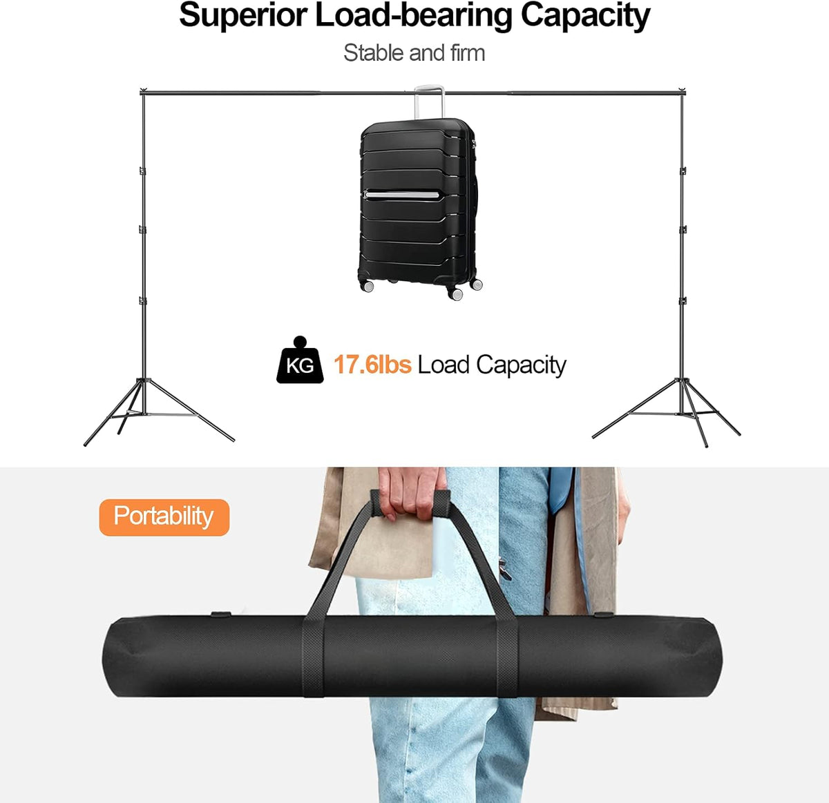 8.5 x 10 ft Heavy Duty Backdrop Stand with Carry Bag B17880