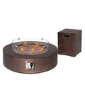 2-Piece 42 inch Propane Firepit Table Set with Tank Side Table F330