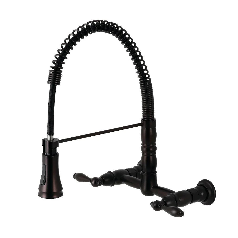 Wall Mount Pull-Down Sprayer Kitchen Faucet Oil Rubbed Bronze J1522