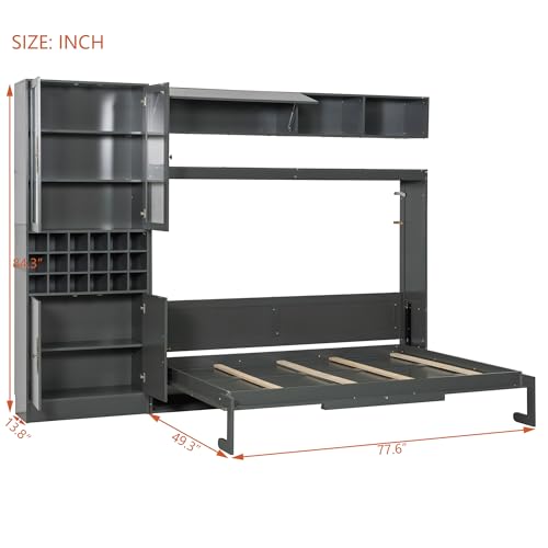 Queen Murphy Bed with Sofa and Shelves J15038