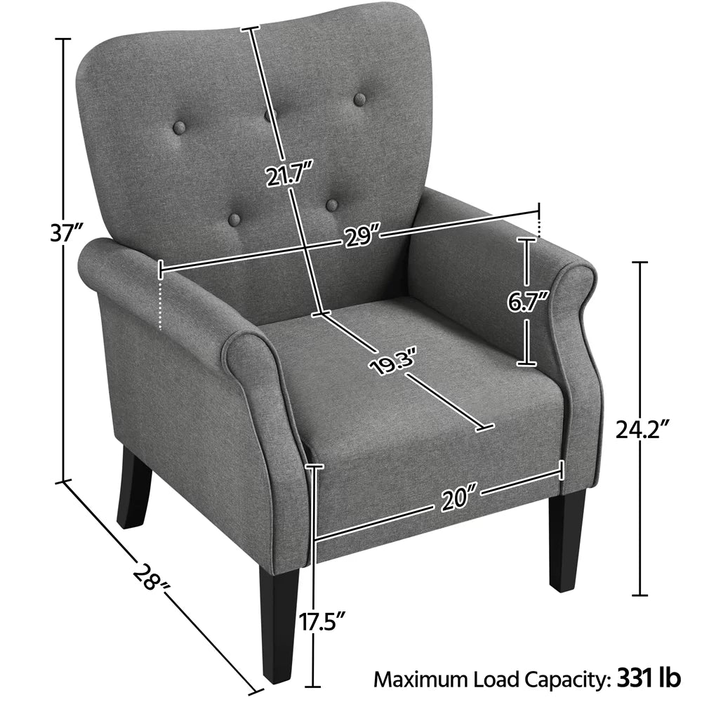 Yellow Upholstered Accent Chair with Wooden Leg H51756