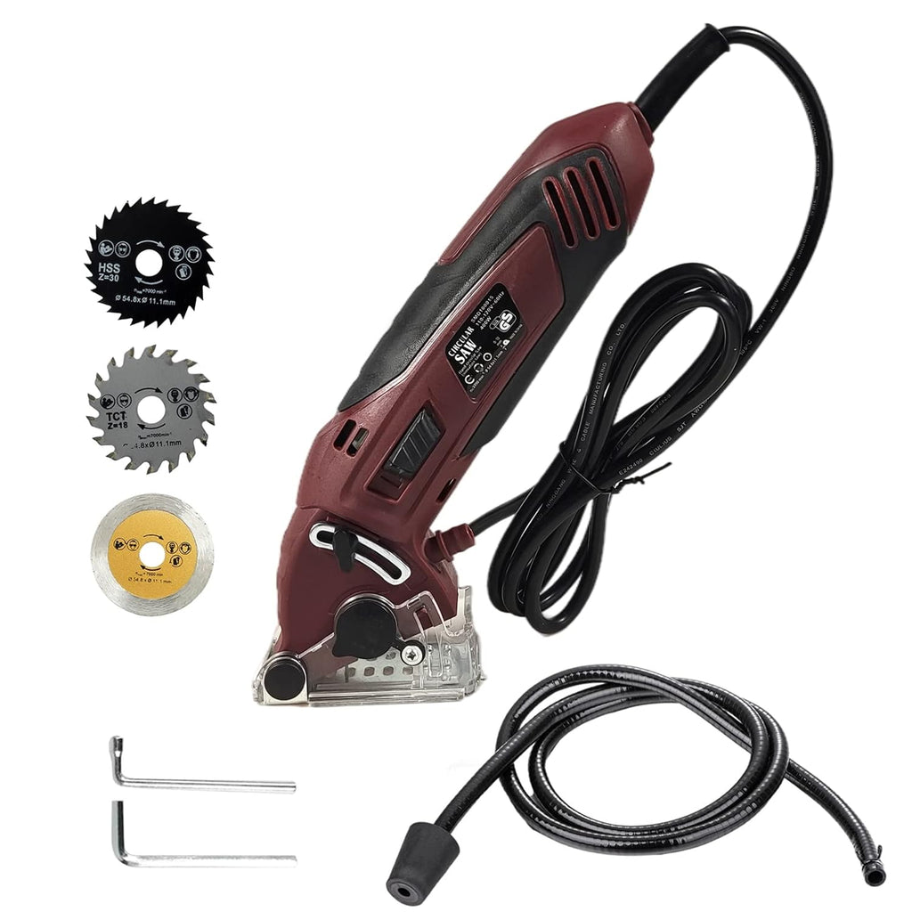 400W Compact Circular Saw Set with 3 Carbide Tipped Blade, Tool Box, Gloves U8575