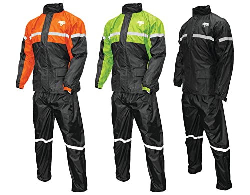 Orange Black 2 Piece Motorcycle Rain Suit XL W96913