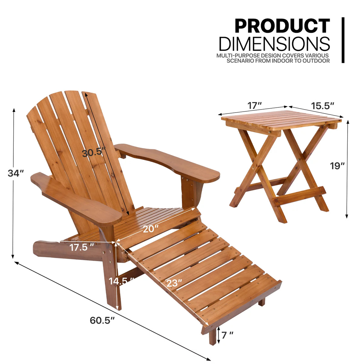 Set of 3 Adirondack Chairs with Side Table T53637